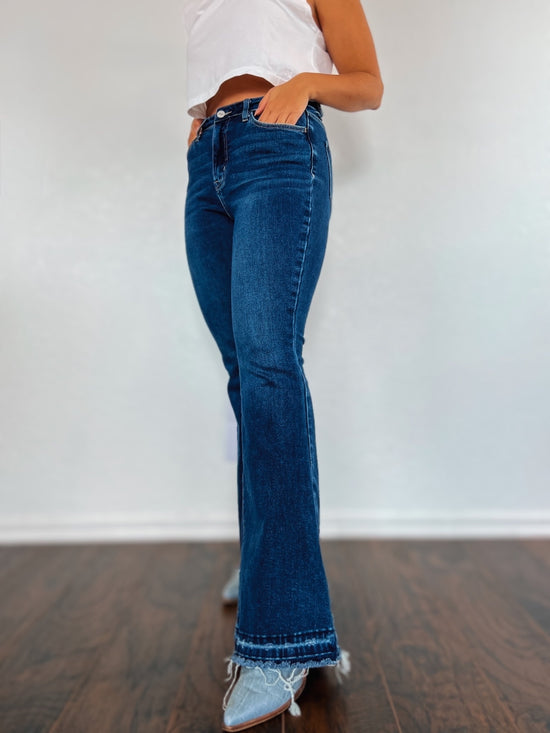 Retro Raw Hem Flares